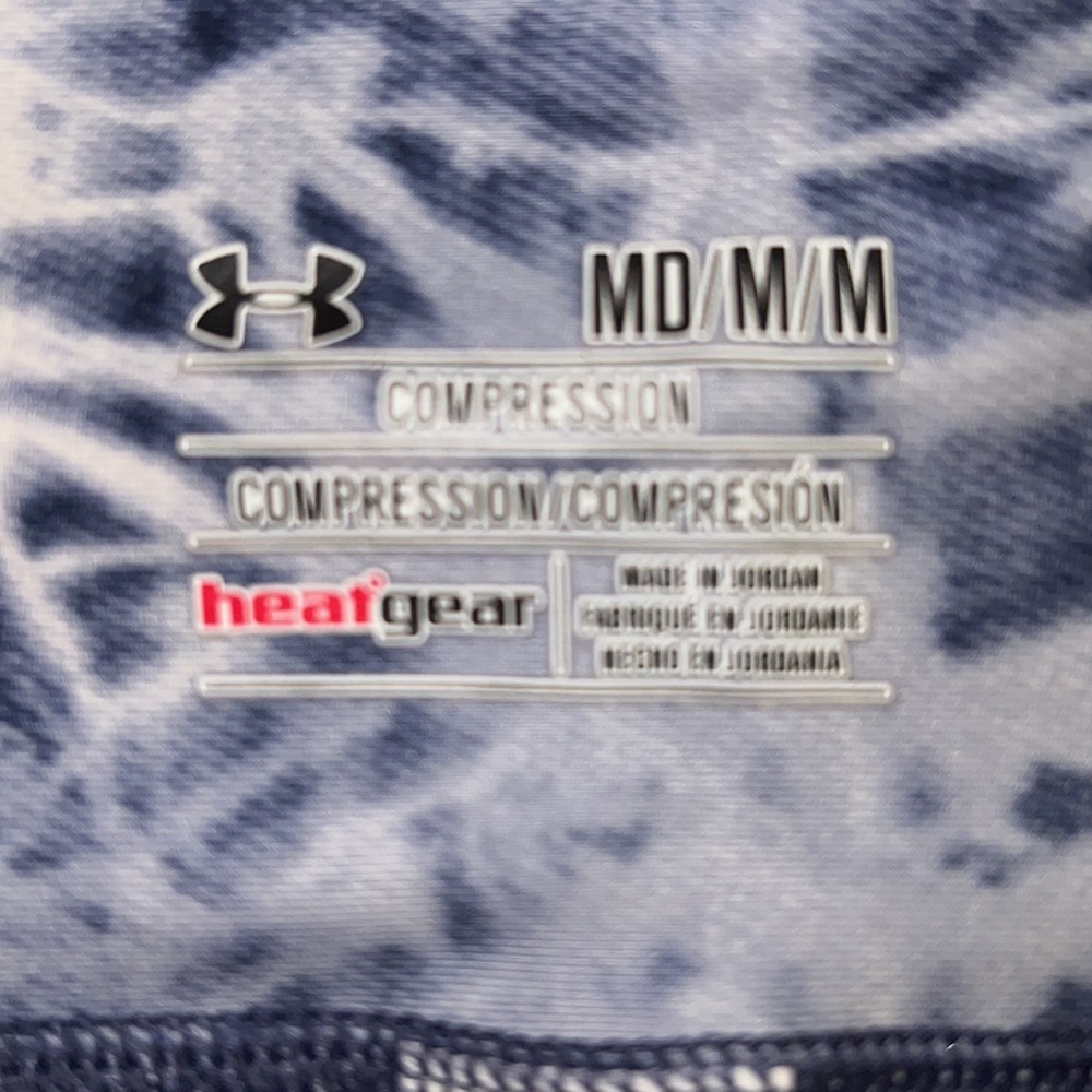 Under Armour Compression Alpha Heat Gear Tie Dye Capri Size Medium Blue/White - Picture 7 of 11
